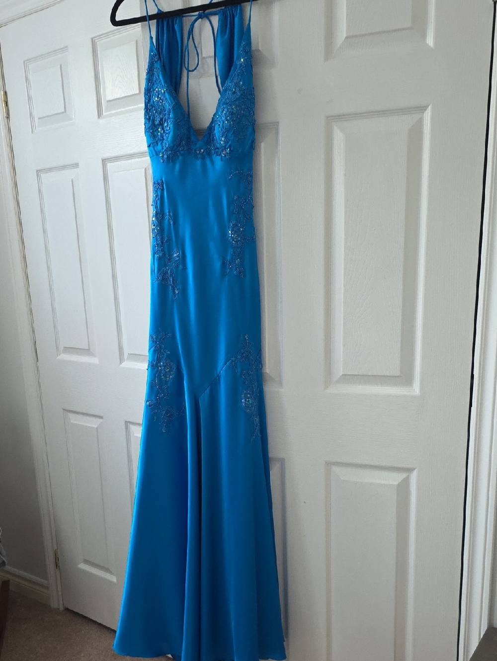 Aura Turquoise Blue Beaded V-Neck Maxi Dress